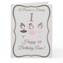 Söt Grått Rosa Ballerinas Princess 1:a födelsedage