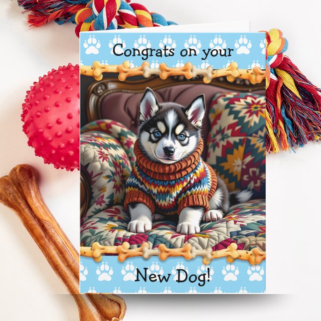 Söt Grattis på din Husky Valp  Kort (Skapare uppladdad)