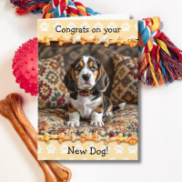 Söt Grattis på din nya Basset Hound hund 
