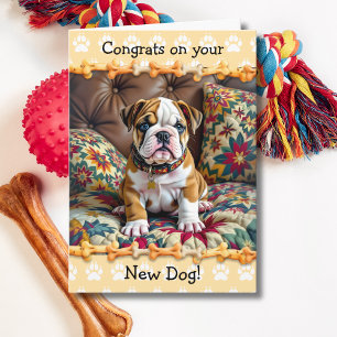 Söt Grattis på din nya Bulldog Papegoja Kort