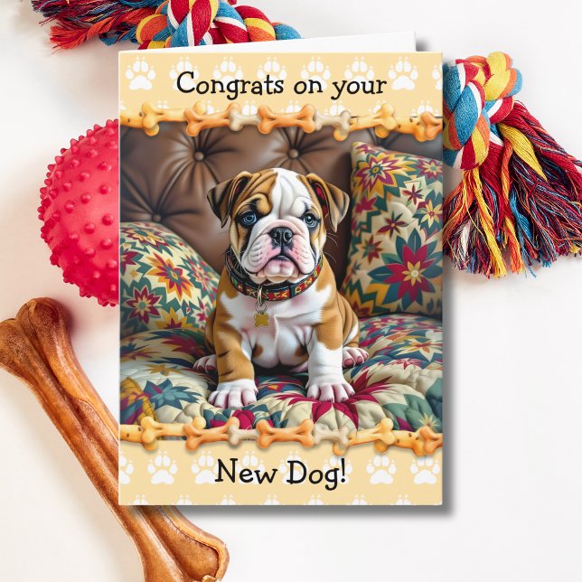 Söt Grattis på din nya Bulldog Papegoja  Kort (Skapare uppladdad)