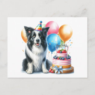 Söt Grattis på födelsedagen Border Collie Julkort Vykort