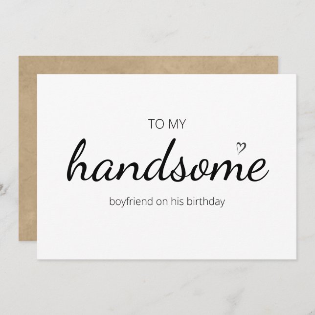 Söt grattis på födelsedagen stilig pojkvän kärlek inbjudningar (Fram/baksida)