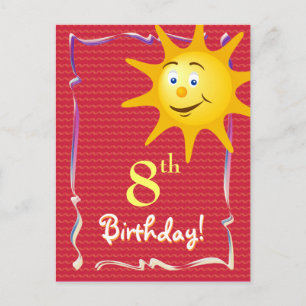 Söt Grattis på födelsedagen vykort med söt sol