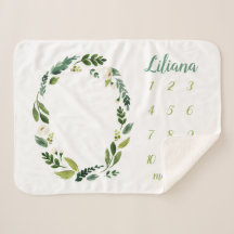 Söt Greenery Baby Namn Månadsmilstolpe Foto