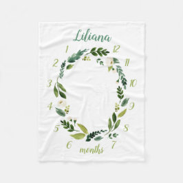 Söt Greenery Baby Namn Månadsmilstolpe Foto Fleecefilt
