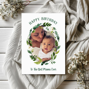 Söt Greenery Birthday-fotokort för Mamma Kort