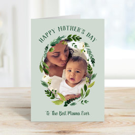Söt Greenery Mors dag-fotokort för Mamma Kort
