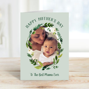 Söt Greenery Mors dag-fotokort för Mamma Kort