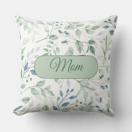 Söt Greenery Pillow Blue and Grönt Löv MAMMA Kudde