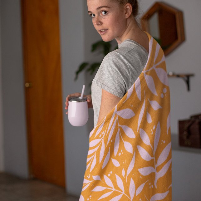 Söt grenar - orange och rosa fleecefilt (Skapare uppladdad)