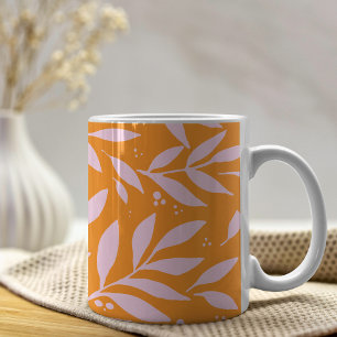 Söt grenar - orange och rosa Mugg