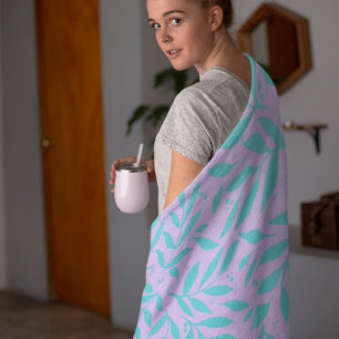 Söt grenar - turkos och violett tonåring fleecefilt