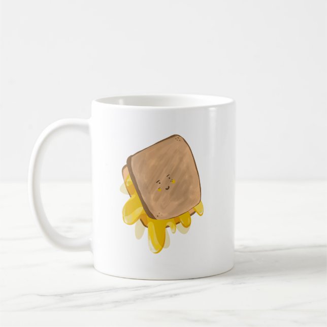 Söt Grillad Ost Drypande Smörgås Kaffemugg (Vänster)