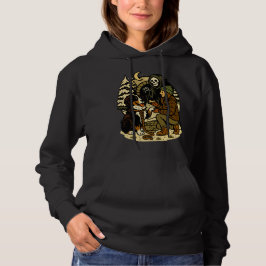 Söt Grim Reaper-flicka och hund Spooky Skog Natt T Shirt
