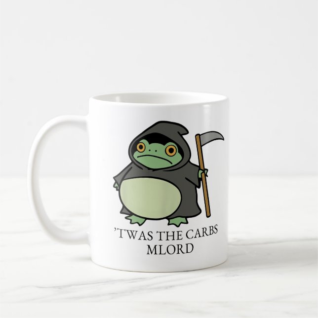 Söt Grim Reaper Groda – Det Var Kolhydraterna M'He Kaffemugg (Vänster)