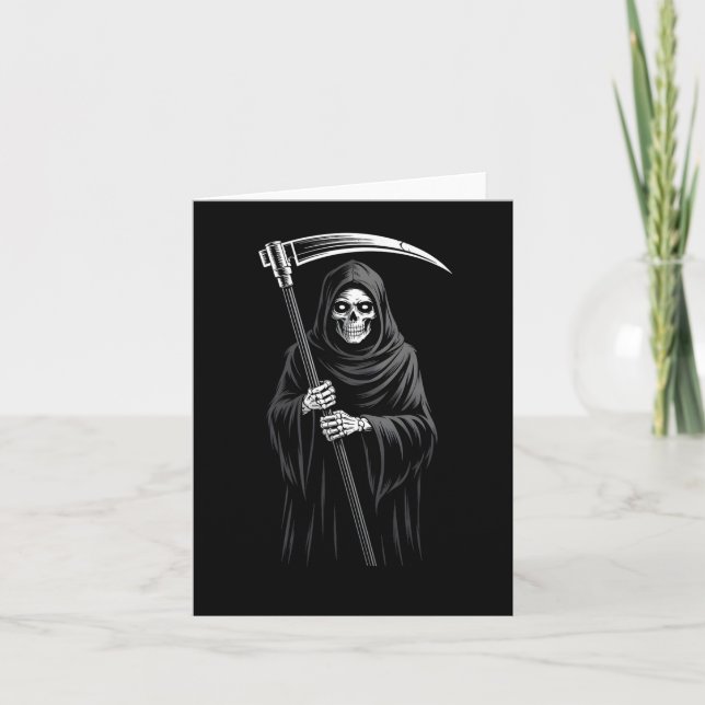 Söt Grim Reaper Kuslig Grav Godisgrävare Monster Kort (Framsida)