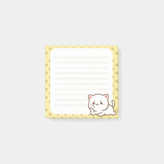Söt Grinig Katt Gul Prickig Linjerad Post-it-lapp Post-it Block