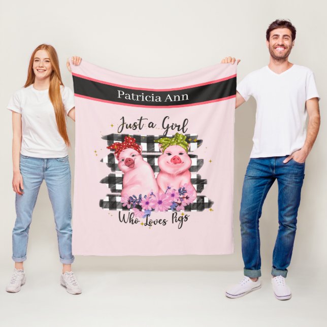 Söt gris älskare lägg till namn fleecefilt (På plats)