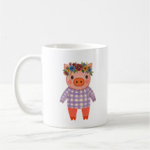 Söt Gris Gingham Mugg