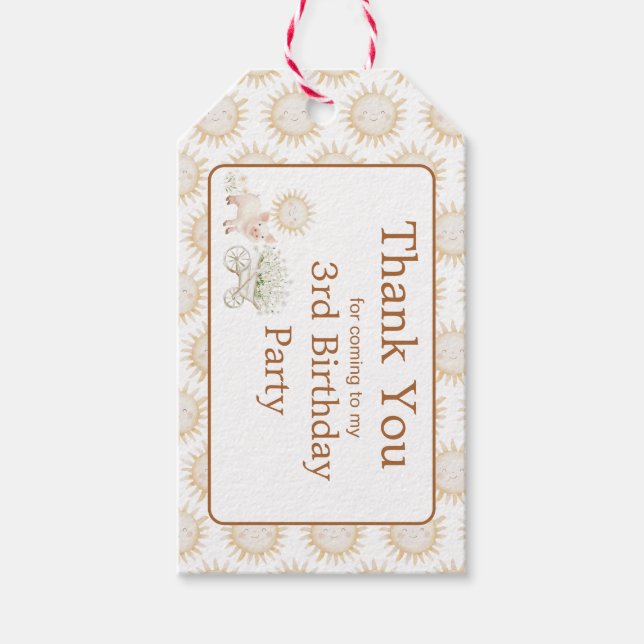Söt gris trälåda baby shower födelsedag presentetikett (Framsidan)