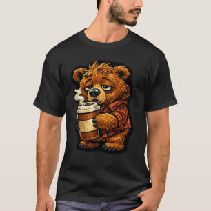 Söt Grislybjörn Kaffeälskare Rolig Kaffe Design T Shirt