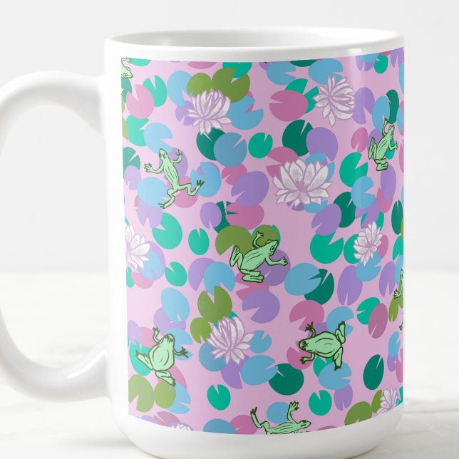 Söt grod konst mugg med rosa bakgrund (Skapare uppladdad)