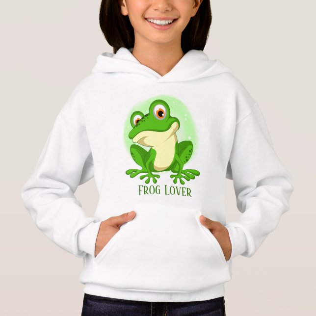 Söt groda älskare add namn Hoodie T Shirt (Framsida)