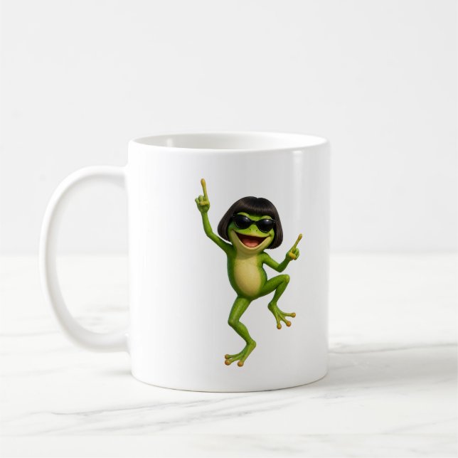 Söt Groda Bob Frisyr Meme Present Kaffemugg (Vänster)