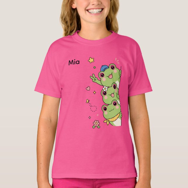 Söt Groda Estetiska Flickor T-Shirt (Framsida)