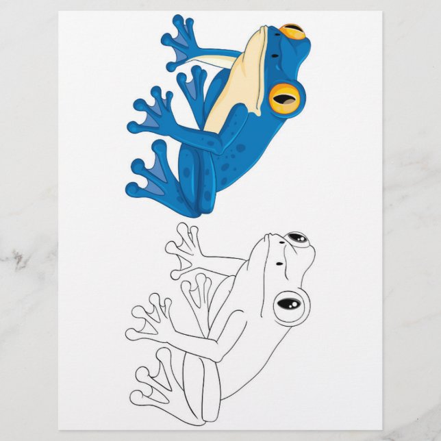 Söt groda färgningssida reklamblad (Framsidan)