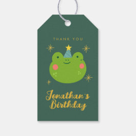 Söt groda födelsedag tack presentetikett