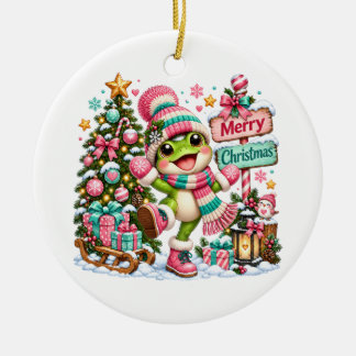Söt Groda God Jul Julgransprydnad Keramik