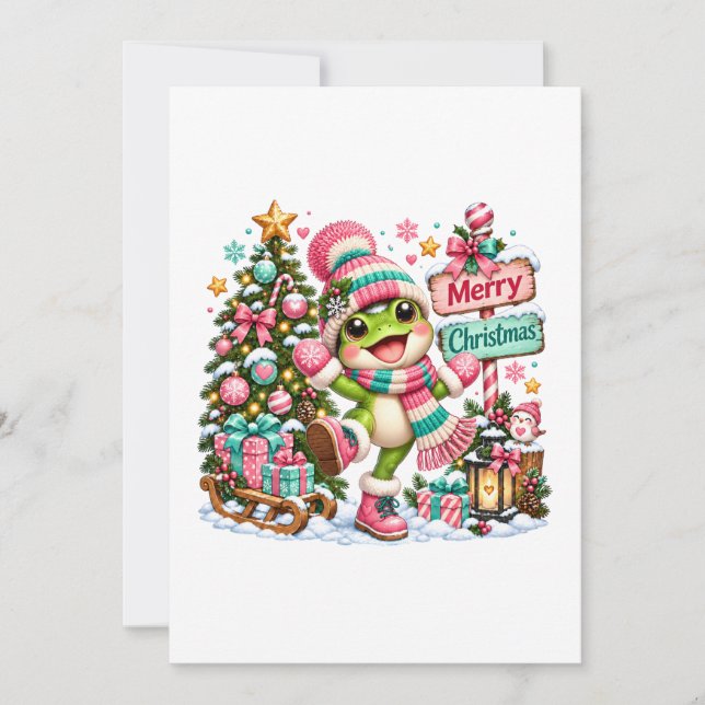 Söt Groda God Jul Kort (Framsida)