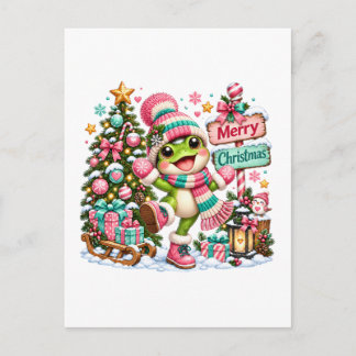 Söt Groda God Jul Meddelande Vykort