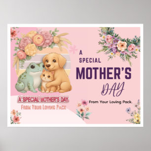Söt Groda Hund Katt Morsdags-kort - Speciell Prese Poster