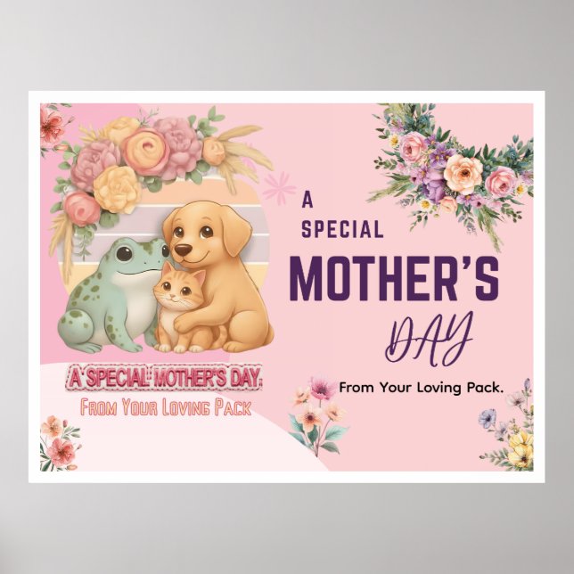 Söt Groda Hund Katt Morsdags-kort - Speciell Prese Poster (Framsidan)