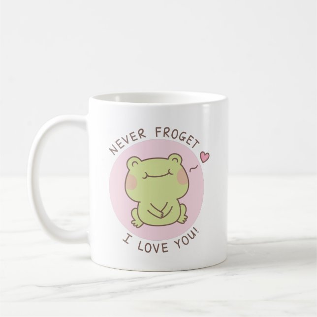 Söt Groda Kärlek Puns Never Frogret Jag Älskar Dig Kaffemugg (Vänster)