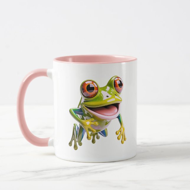Söt Groda Kawaii 3D Trädgrodor Grön Regnskog Mugg (Vänster)