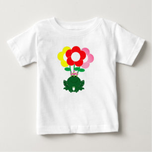 Söt groda med färgglada blommor Barn T-Shirt