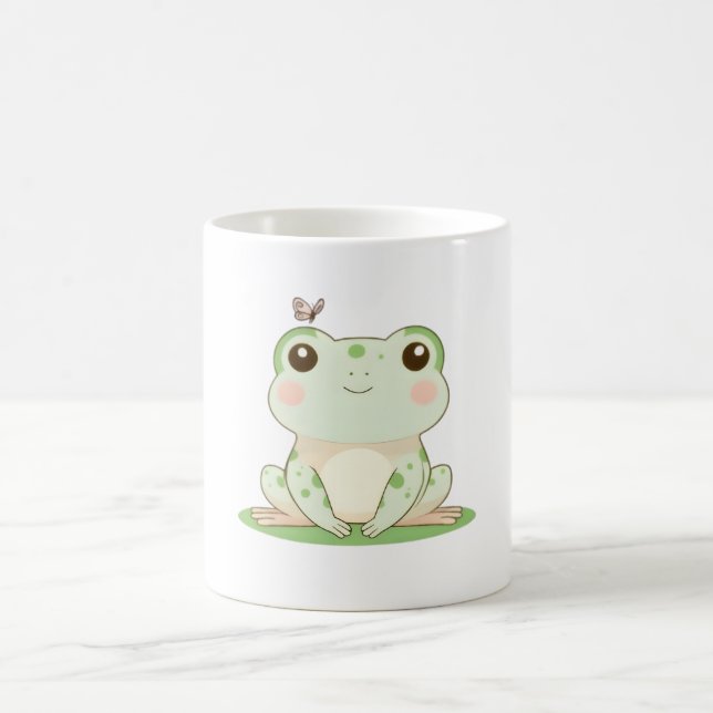Söt groda med fjäril Cute Natur Design Kaffemugg (Center)