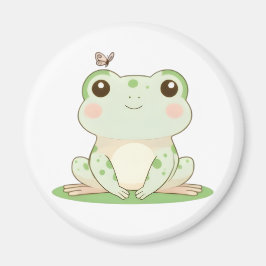 Söt groda med fjäril Cute Natur Design Magnet