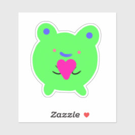 Söt groda med hjärta klistermärken