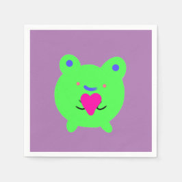 Söt groda med hjärta pappersservett