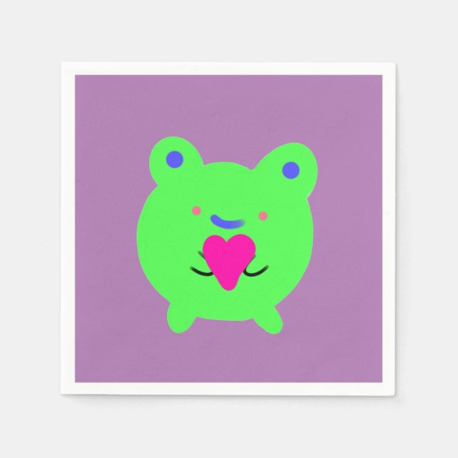Söt groda med hjärta pappersservett (Framsidan)
