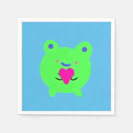 Söt groda med hjärta pappersservett