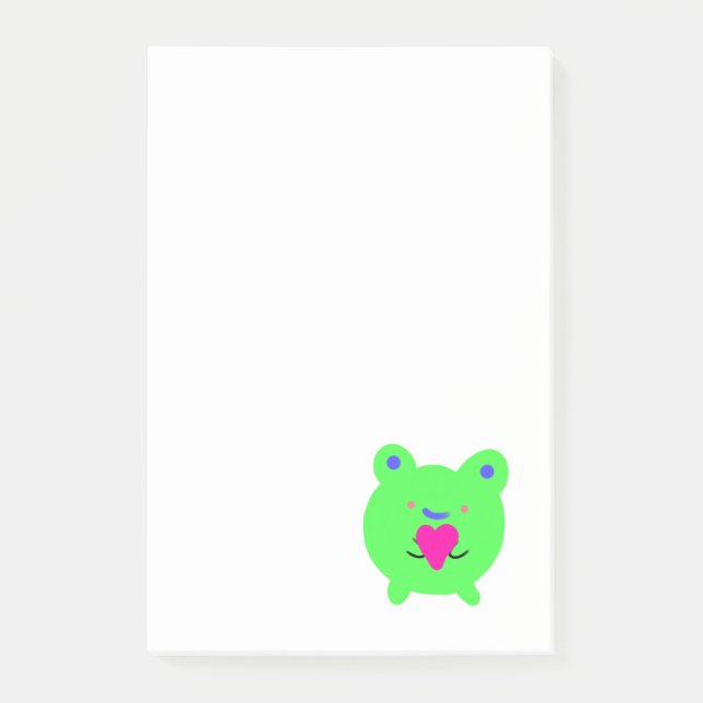 Söt groda med hjärta post-it block (Framsida)