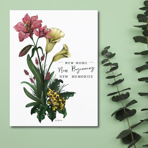 Söt groda och liljor botanisk blomster ny adress vykort