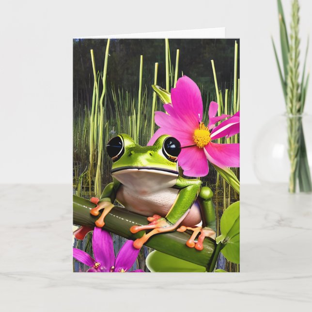 Söt Groda Puns Toad Födelsedagstema Kort (Framsida)