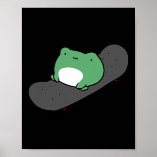 Söt groda skateboardåkning poster